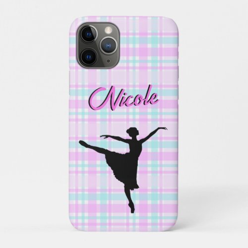 Girl Ballerina Ballroom Dance Plaid Pastel iPhone 11 Pro Case