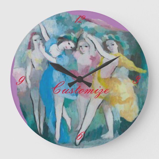 Girl Ballerina Dancers Thunder_Cove Large Clock (Front)