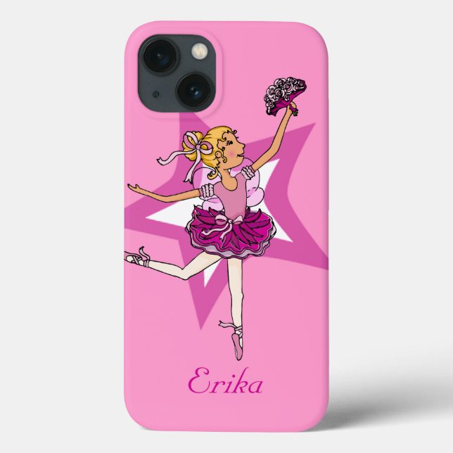 Girl ballerina pink blonde hair name case (Back)