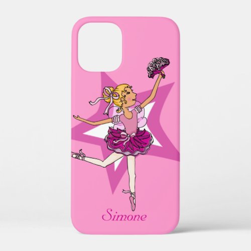 Girl ballerina pink blonde hair name iPhone 12 mini case