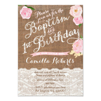 girl baptism birthday invitations, pink baptism card