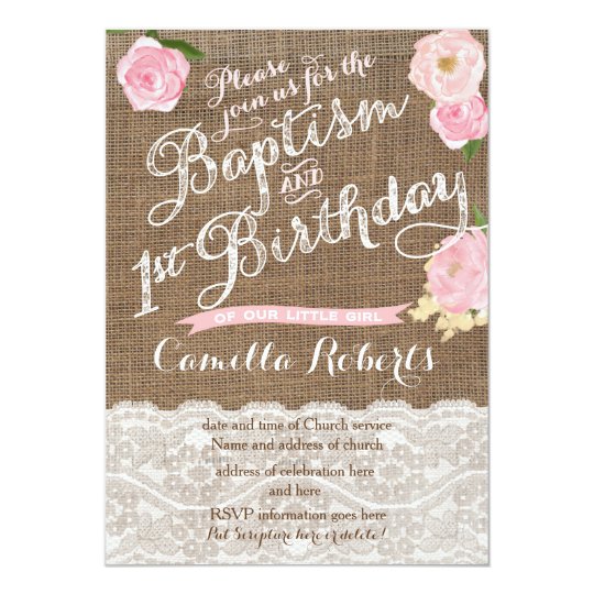 Girl Baptism Birthday Invitations Pink Baptism Invitation Zazzle Com