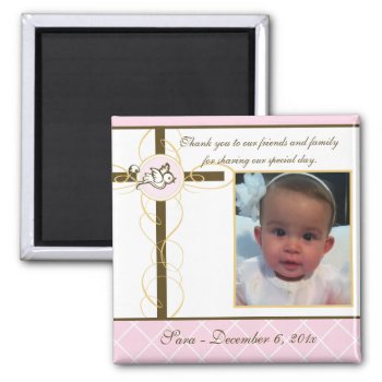 Girl Baptism/christening Favor - Photo Magnet by OrangeOstrichDesigns at Zazzle