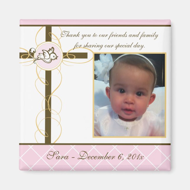 Girl Baptism/Christening Favor - Photo Magnet (Front)