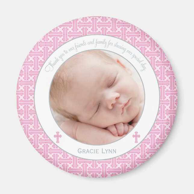 Girl Baptism/Christening Favor - Photo Magnet (Front)