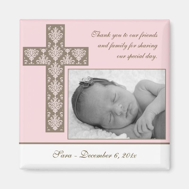 Girl Baptism/Christening Favor - Photo Magnet (Front)