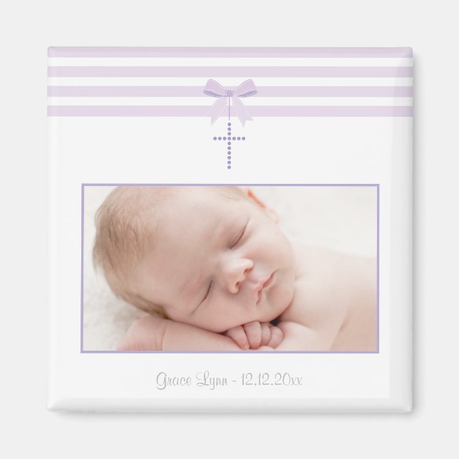 Girl Baptism/Christening Favor - Photo Magnet (Front)
