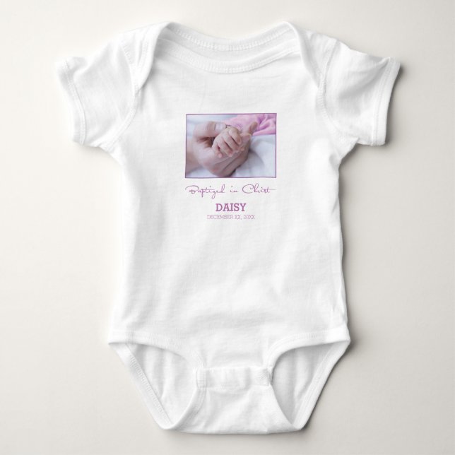 Girl Baptism Congratulations for Baby Personalized Bodysuit (Front)