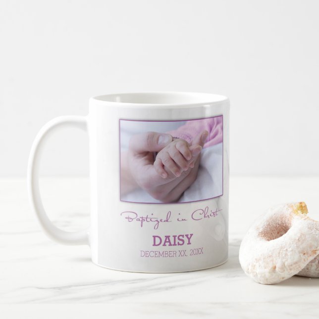 Girl Baptism Congratulations for Baby Personalized Coffee Mug (With Donut)