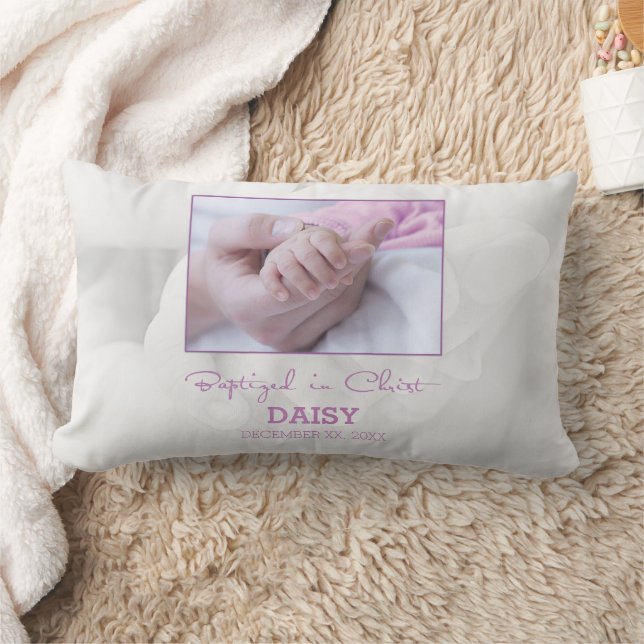 Girl Baptism Congratulations for Baby Personalized Lumbar Pillow (Blanket)