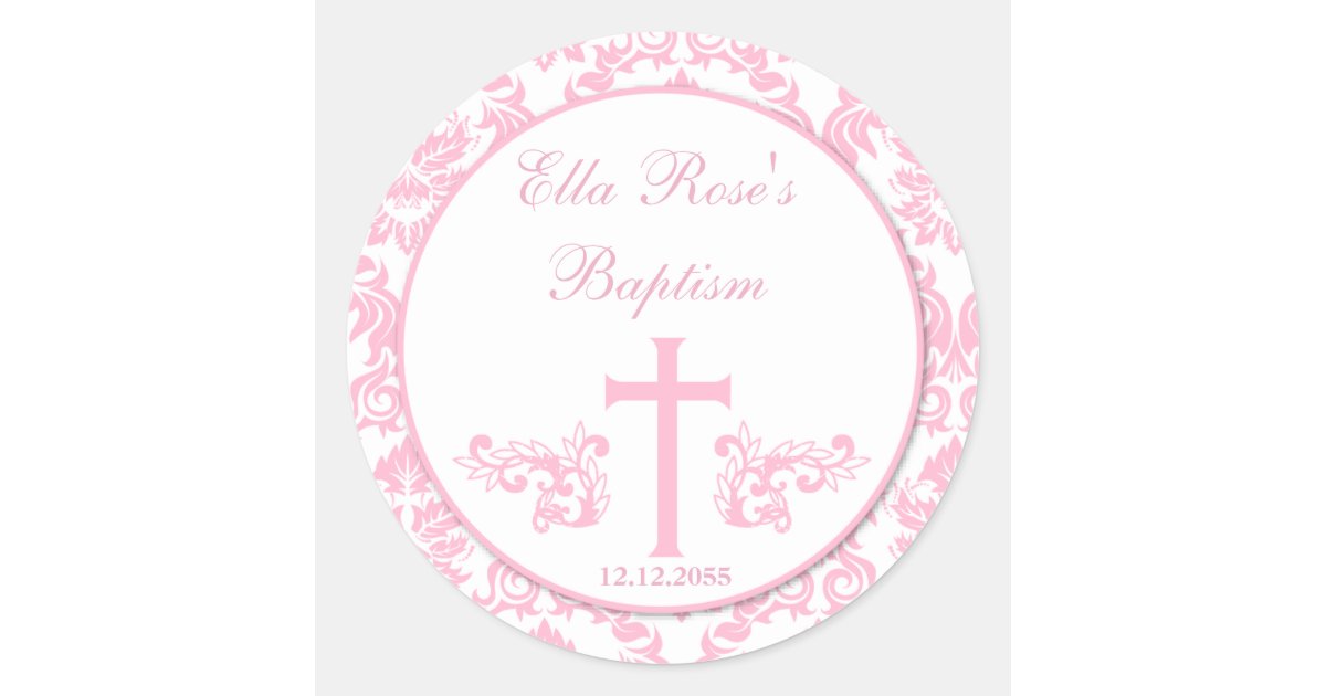 Girl Baptism Favor Stickers | Zazzle