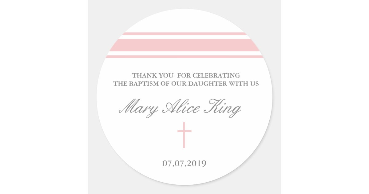 Girl baptism favor stickers | Zazzle