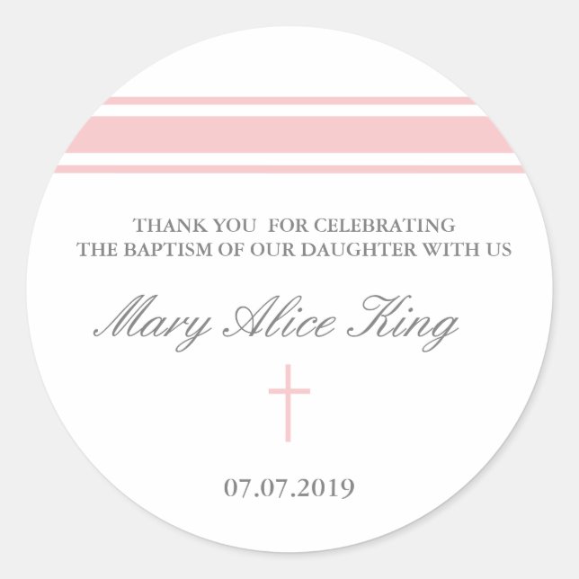 Girl baptism favor stickers (Front)