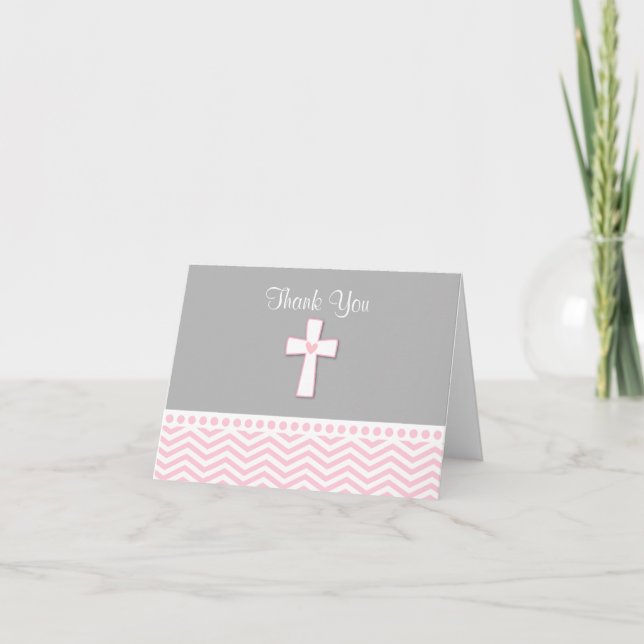Girl Baptism Folded Thank You Note Cards (Front)