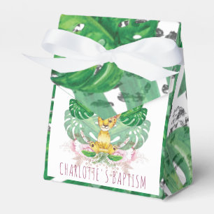 Girl Baptism or Birthday Lion Illustration Favor Boxes