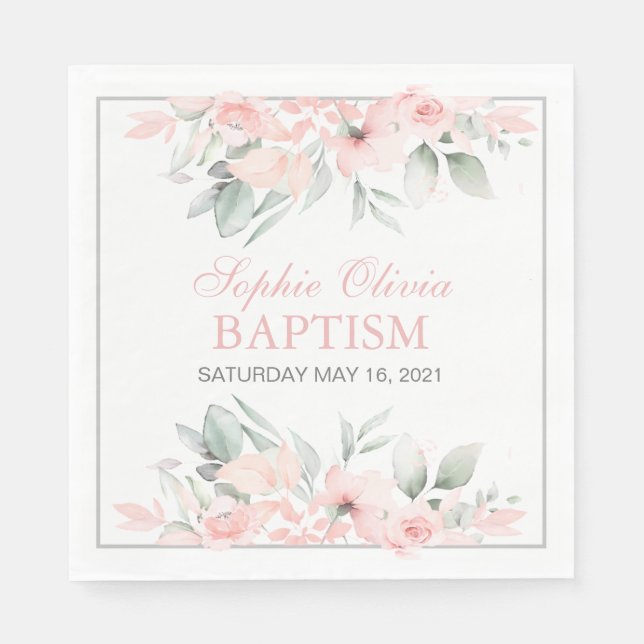 Girl Baptism Personalized Party Napkin (Front)