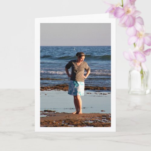 Girl Barefoot on Beach Card