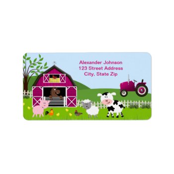 Girl Barnyard Farm Animals Address Label by SpecialOccasionCards at Zazzle