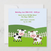 Girl Barnyard Farm Animals Birthday Invitations (Back)