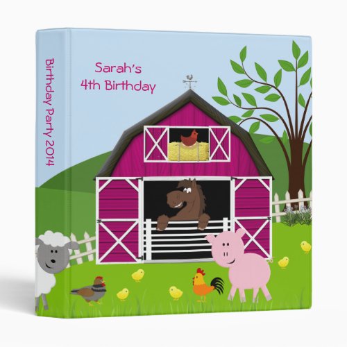 Girl Barnyard Farm Animals Birthday Photo Album Binder