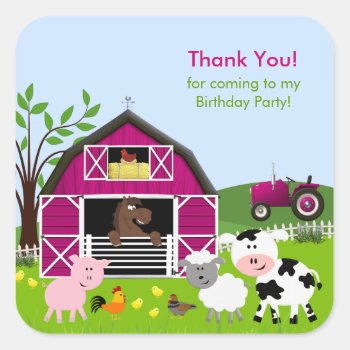 Girl Barnyard Farm Animals Birthday Sticker by SpecialOccasionCards at Zazzle