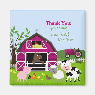 Girl Barnyard Farm Animals Thank You Magnet