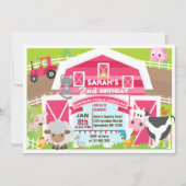 Girl barnyard invitation - Farm Birthday (Front)