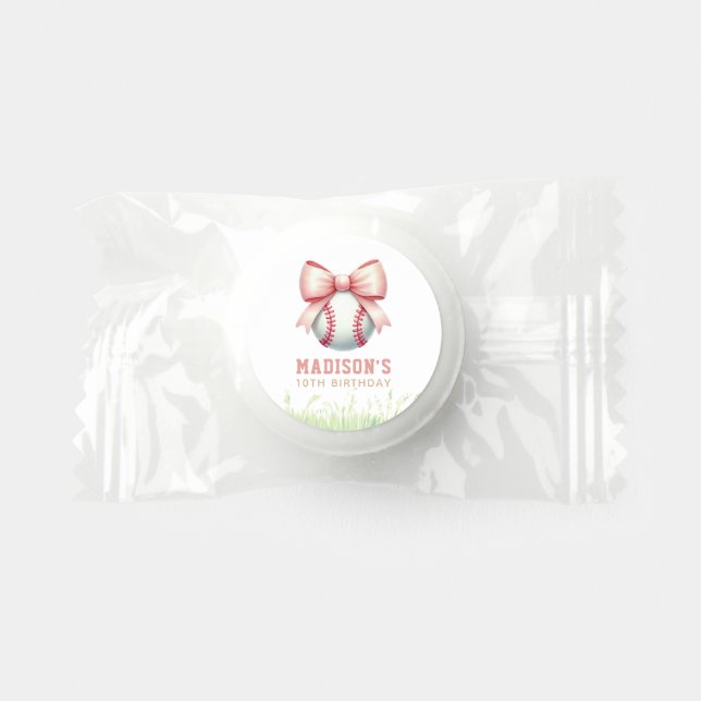 Girl Baseball Birthday Custom Life Saver® Mints (Front)