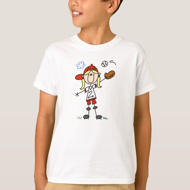 Girl Baseball Player Catching Shirt (Front)
