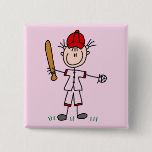 Girl Baseball Player Tshirts and Gifts Button
