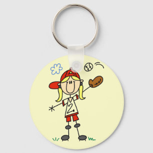 Girl Baseball Player Tshirts and Gifts Keychain