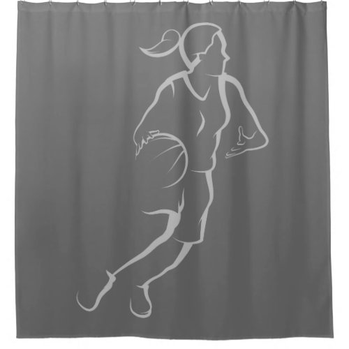 Girl Basketball Dribble Shower Curtain
