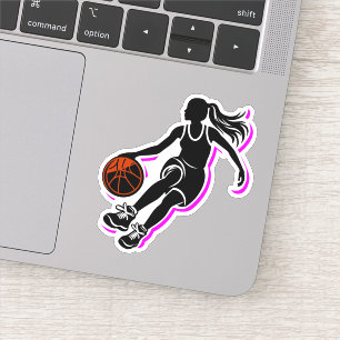 Girl Basketball Dribbling Silhouette Sticker