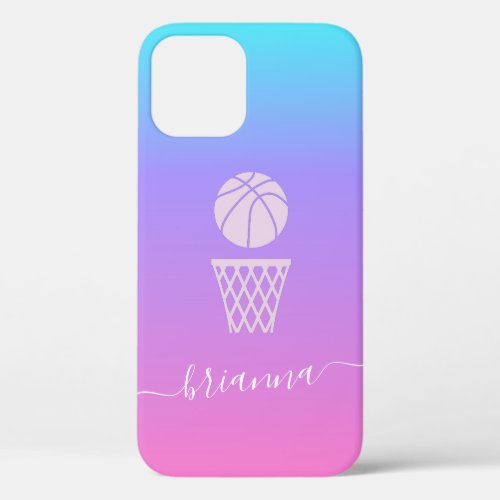 Girl Basketball Personalized Name Basket Ball Pink iPhone 12 Case
