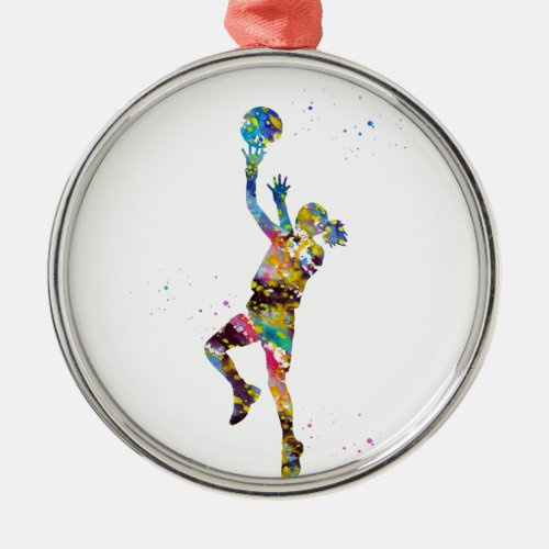 Girl basketball player metal ornament