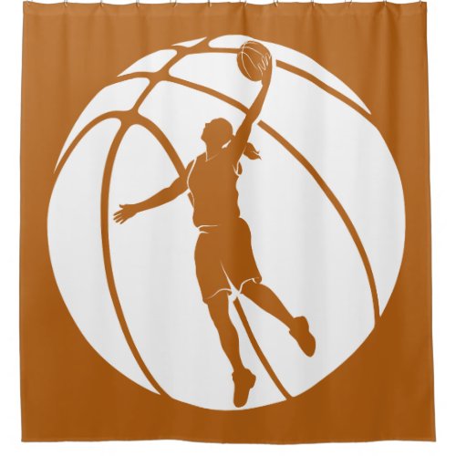 Girl Basketball Silhouette With Ball Shower Curtain