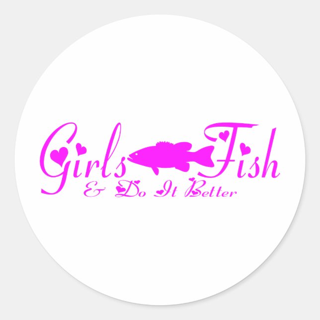 GIRL BASS FISHING CLASSIC ROUND STICKER (Front)