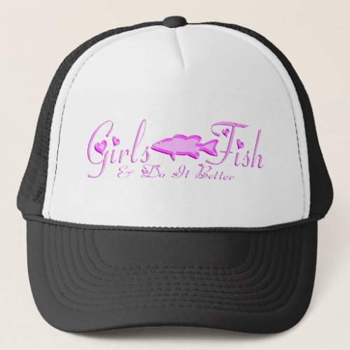 GIRL BASS FISHING TRUCKER HAT