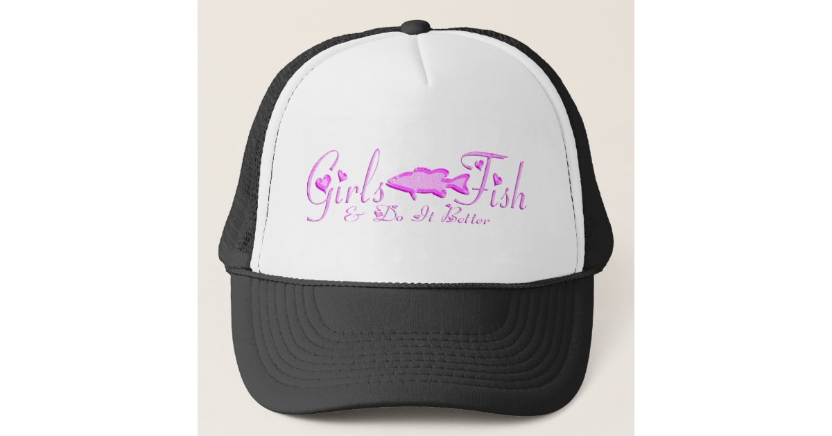 GIRL BASS FISHING TRUCKER HAT
