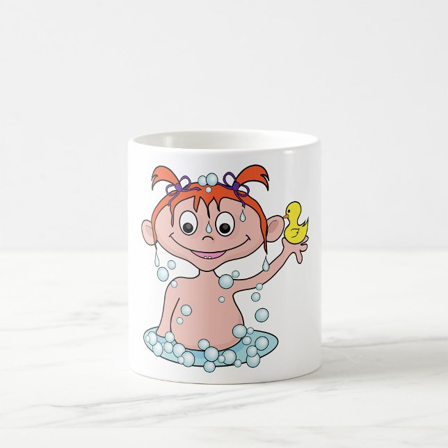 Girl Bath Time Fun with Rubber Duck and Bubbles  Coffee Mug (Creator Uploaded)