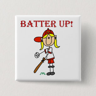 Girl Batter Up Baseball Tshirts and Gifts Pinback Button