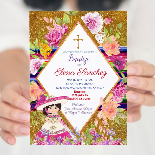 Girl Bautizo Baptism Spanish Language Invitation (Creator Uploaded)