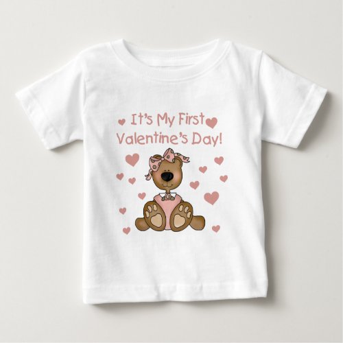 Girl Bear 1st Valentines Day Baby T_Shirt