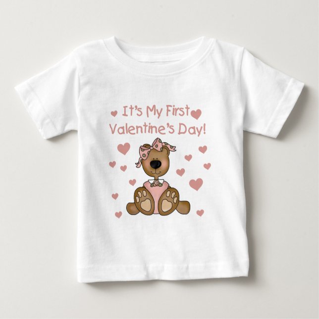 Girl Bear 1st Valentine's Day Baby T-Shirt (Front)