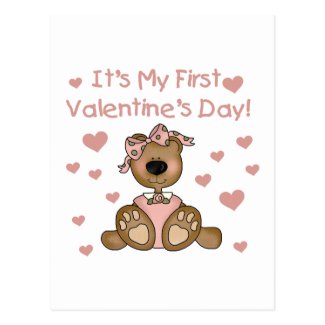 Girl Bear 1st Valentine's Day Postcard
