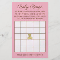 Girl Bear Baby Shower Bingo Game Flyer