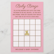 Girl Bear Baby Shower Bingo Game Flyer