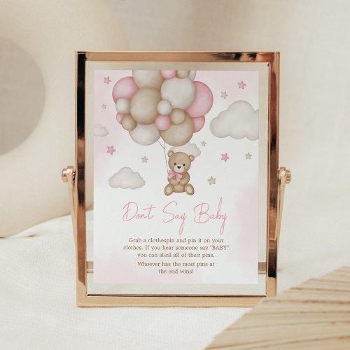 Girl Bear Balloon Baby Shower Dont Say Baby Poster