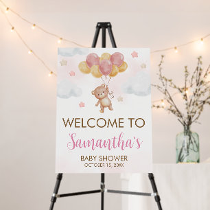 Girl Bear Bearly Wait Baby Shower Welcome Sign