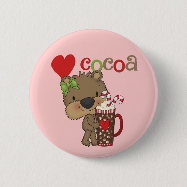 Girl Bear Cocoa Love Button (Front)